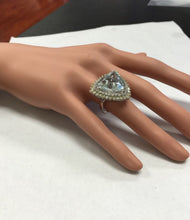 Load image into Gallery viewer, 17.22 Carats Natural Very Nice Looking Aquamarine and Diamond 14K Solid White Gold Ring