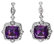 Load image into Gallery viewer, 22.70ct Natural Amethyst and Diamond 14K Solid White Gold Earrings