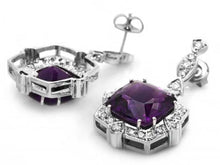Load image into Gallery viewer, 22.70ct Natural Amethyst and Diamond 14K Solid White Gold Earrings
