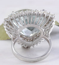 Load image into Gallery viewer, 17.22 Carats Natural Very Nice Looking Aquamarine and Diamond 14K Solid White Gold Ring