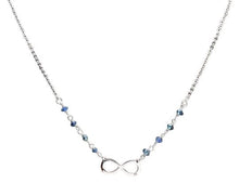 Load image into Gallery viewer, Splendid 14k Solid White Gold Infinity Necklace with Natural Diamond Accent and Raw Sapphires