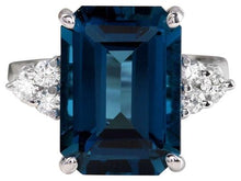 Load image into Gallery viewer, 8.85 Carats Natural Impressive London Blue Topaz and Diamond 14K White Gold Ring