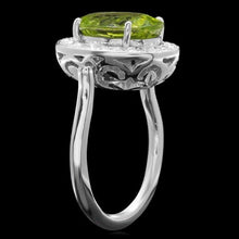 Load image into Gallery viewer, 5.40 Carats Natural Peridot and Diamond 14k Solid White Gold Ring
