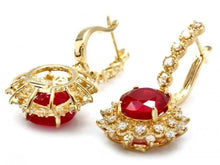 Load image into Gallery viewer, 11.40Ct Natural Ruby and Diamond 14K Solid Yellow Gold Earrings