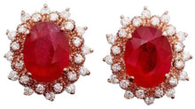 Load image into Gallery viewer, 12.10Ct Natural Ruby and Diamond 14K Solid Rose Gold Earrings