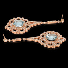 Load image into Gallery viewer, 9.90Ct Natural Aquamarine and Diamond 14K Solid Rose Gold Earrings