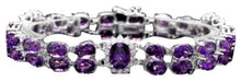 Load image into Gallery viewer, 32.20 Natural Amethyst and Diamond 14K Solid White Gold Bracelet