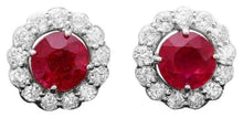 Load image into Gallery viewer, 4.80ct Natural Red Ruby and Diamond 14K Solid White Gold Earrings