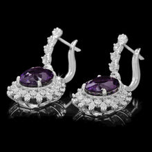 Load image into Gallery viewer, 10.60ct Natural Amethyst and Diamond 14K Solid White Gold Earrings