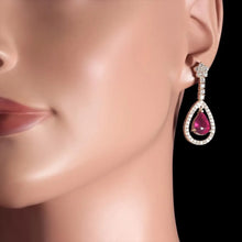 Load image into Gallery viewer, 11.70Ct Natural Ruby and Diamond 14K Solid Yellow Gold Earrings