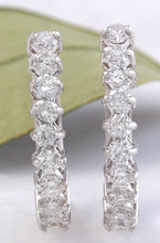 Load image into Gallery viewer, Exquisite 1.25 Carats Natural Diamond 14K Solid White Gold Huggie Earrings
