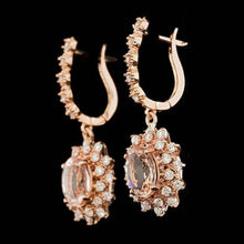 Load image into Gallery viewer, 5.40Ct Natural Morganite and Diamond 14K Solid Rose Gold Earrings