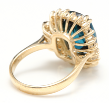 Load image into Gallery viewer, 10.15 Carats Natural Impressive London Blue Topaz and Diamond 14K Yellow Gold Ring
