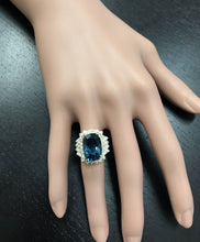 Load image into Gallery viewer, 10.15 Carats Natural Impressive London Blue Topaz and Diamond 14K Yellow Gold Ring