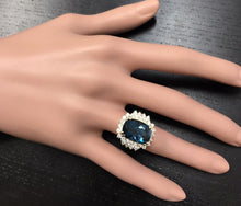 Load image into Gallery viewer, 10.15 Carats Natural Impressive London Blue Topaz and Diamond 14K Yellow Gold Ring