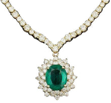 Load image into Gallery viewer, 17.60Ct Natural Emerald &amp; Diamond 18K Solid Yellow Gold Necklace