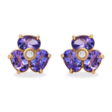 Load image into Gallery viewer, Exquisite 3.06 Carats Natural Tanzanite and Diamond 14K Solid Yellow Gold Stud Earrings