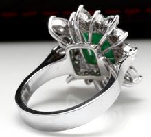 Load image into Gallery viewer, 4.56 Carats Natural Emerald and Diamond 14K Solid White Gold Ring
