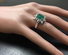 Load image into Gallery viewer, 4.56 Carats Natural Emerald and Diamond 14K Solid White Gold Ring