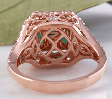 Load image into Gallery viewer, 5.20 Carats Natural Emerald and Diamond 14K Solid Rose Gold Ring