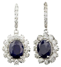 Load image into Gallery viewer, 9.60 Carats Natural Sapphire and Diamond 14K Solid White Gold Earrings