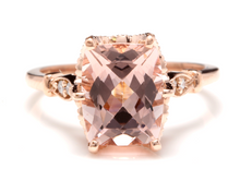 Load image into Gallery viewer, 3.08 Carats Natural Morganite and Diamond 14K Solid Rose Gold Ring