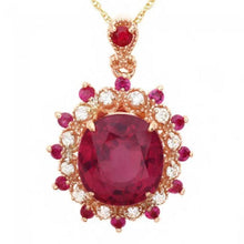 Load image into Gallery viewer, 7.30Ct Natural Red Ruby and Diamond 14K Solid Rose Gold Pendant