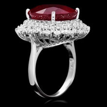 Load image into Gallery viewer, 19.60 Carats Natural Red Ruby and Diamond 14K Solid White Gold Ring