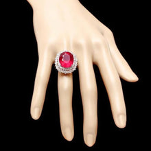 Load image into Gallery viewer, 19.60 Carats Natural Red Ruby and Diamond 14K Solid White Gold Ring