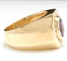 Load image into Gallery viewer, 6.30 Carats Natural Tanzanite and Diamond 14K Solid Yellow Gold Men's Ring
