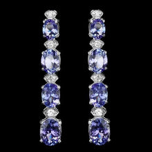 Load image into Gallery viewer, 9.30Ct Natural Tanzanite and Diamond 14K Solid White Gold Earrings