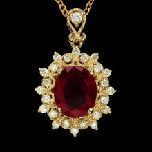 Load image into Gallery viewer, 4.30Ct Natural Ruby and Diamond 14K Solid Yellow Gold Pendant