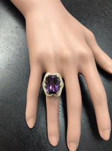 Load image into Gallery viewer, 13.50 Carats Natural Amethyst and Diamond 14K Solid Yellow Gold Ring