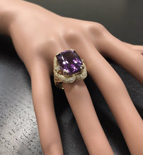 Load image into Gallery viewer, 13.50 Carats Natural Amethyst and Diamond 14K Solid Yellow Gold Ring