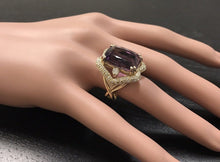 Load image into Gallery viewer, 13.50 Carats Natural Amethyst and Diamond 14K Solid Yellow Gold Ring