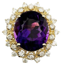 Load image into Gallery viewer, 8.60 Carats Natural Amethyst and Diamond 14K Solid Yellow Gold Ring