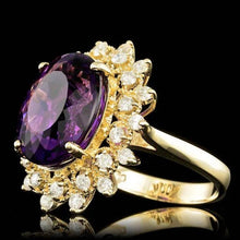 Load image into Gallery viewer, 8.60 Carats Natural Amethyst and Diamond 14K Solid Yellow Gold Ring