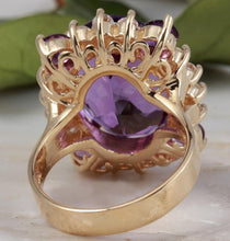 Load image into Gallery viewer, 16.85 Carats Natural Amethyst and Diamond 14k Solid Yellow Gold Ring