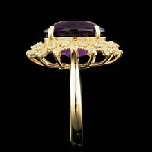 Load image into Gallery viewer, 8.60 Carats Natural Amethyst and Diamond 14K Solid Yellow Gold Ring