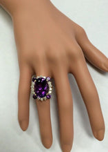 Load image into Gallery viewer, 16.85 Carats Natural Amethyst and Diamond 14k Solid Yellow Gold Ring