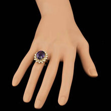 Load image into Gallery viewer, 8.60 Carats Natural Amethyst and Diamond 14K Solid Yellow Gold Ring