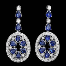 Load image into Gallery viewer, 14.30 Carats Natural Sapphire and Diamond 14K Solid White Gold Earrings
