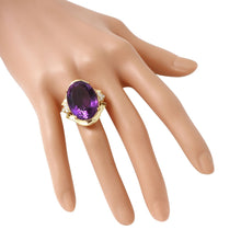 Load image into Gallery viewer, 25.25 Carats Natural Amethyst and Diamond 14K Solid Yellow Gold Ring