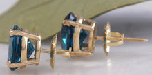 Load image into Gallery viewer, Exquisite Top Quality 4.25 Carats Natural London Blue Topaz 14K Solid Yellow Gold Stud Earrings