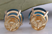 Load image into Gallery viewer, Exquisite Top Quality 4.25 Carats Natural London Blue Topaz 14K Solid Yellow Gold Stud Earrings