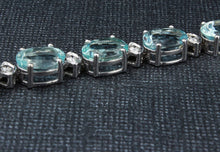 Load image into Gallery viewer, Very Impressive 25.75 Carats Natural Aquamarine &amp; Diamond 14K Solid White Gold Bracelet