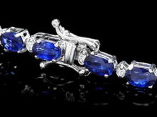 Load image into Gallery viewer, 14.50 Natural Blue Sapphire and Diamond 14K Solid White Gold Bracelet