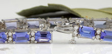 Load image into Gallery viewer, Very Impressive 12.45 Carats Natural Tanzanite &amp; Diamond 14K Solid White Gold Bracelet