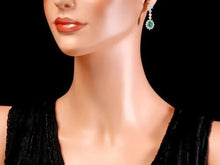 Load image into Gallery viewer, 7.00ct Natural Emerald and Diamond 14K Solid White Gold Earrings