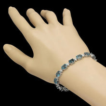 Load image into Gallery viewer, 24.20 Natural Blue Topaz and Diamond 14K Solid White Gold Bracelet